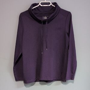 Karen Scott Sport Deep Purple Turtle With Drawstring Neck Top Size S